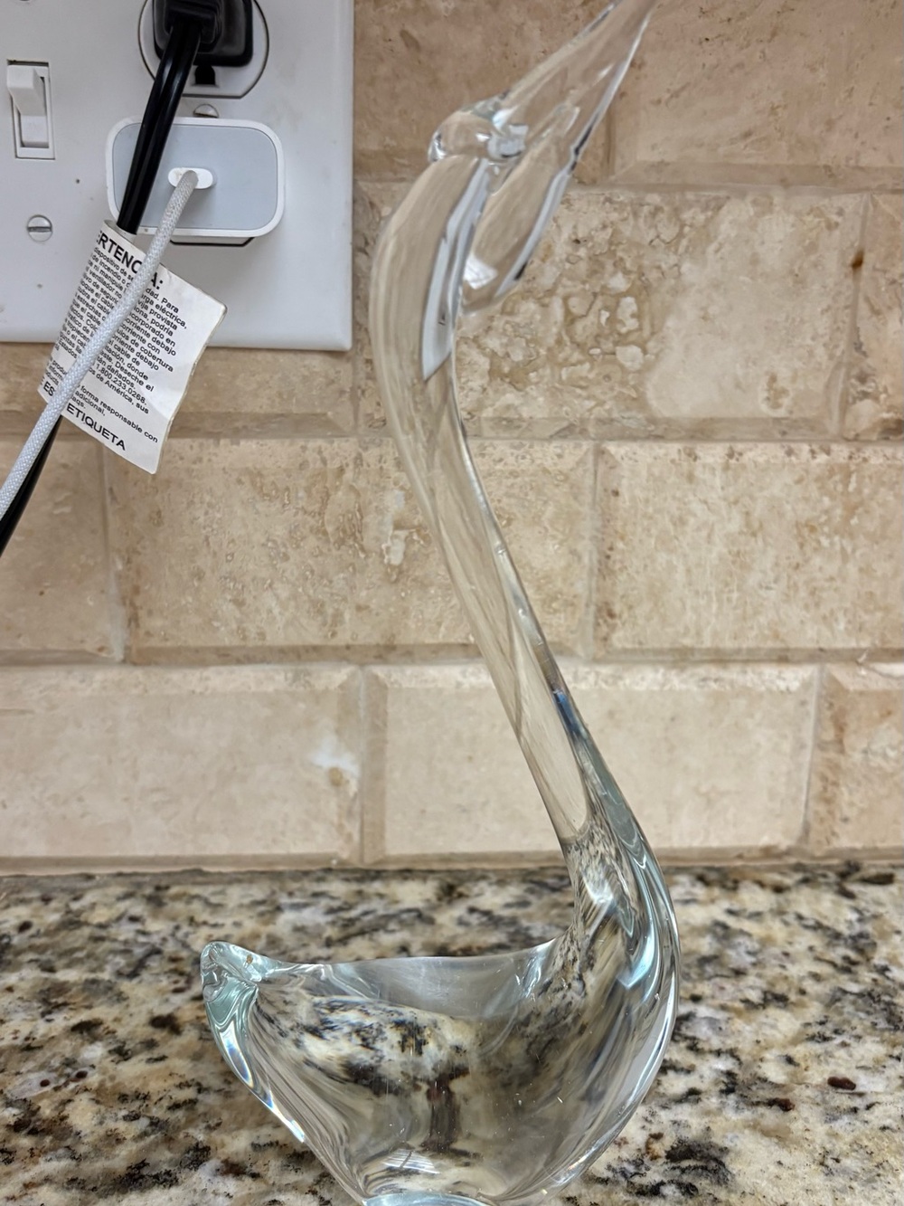 Clear Glass Swan Sculpture Decorative Home Art